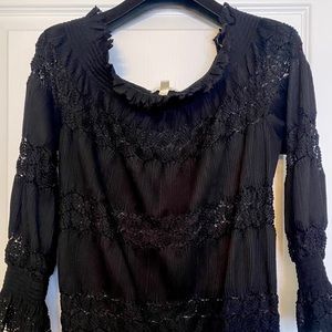 Anthropologie black lace band blouse